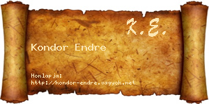 Kondor Endre névjegykártya